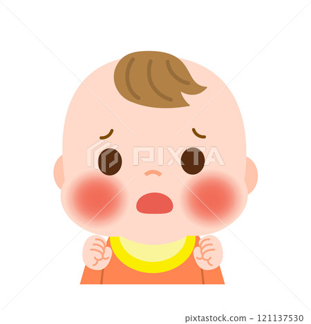 Illustration of a baby with fifth disease and mumps 121137530