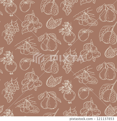 Seamless pattern of hand drawn doodle fruits Seamless pattern of hand drawn doodle fruits 121137853