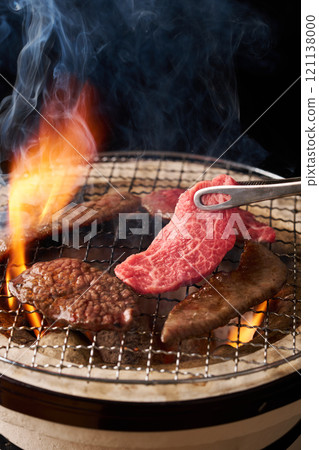 Domestic Wagyu beef grilled on a charcoal grill Domestic Wagyu beef grilled on a charcoal grill 121138000
