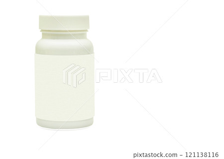 White jar container for tablets, dietary supplements, medicines, creams 121138116