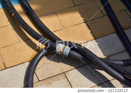 Rubber watering hose with adapter for washing on tiled floors 121138117