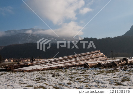 Winter landscape in Southern France 121138176