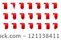 Best choice special offer new big sale hanging flag banner. Shop product red price tag sticker set. Discount label templates. Special offer paper ribbon store banners. Market sale deal badge concept 121138411