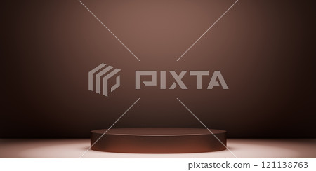 mocha tone Fashion product background stand podium display with blank backdrops. 121138763