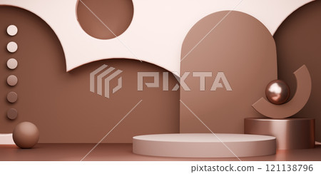 mocha tone Fashion product background stand podium display with blank backdrops. mocha tone Fashion product background stand podium display with blank backdrops. 121138796