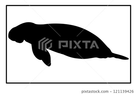 Manatee Silhouette ,Animal Icons, Sea life, Ocean 121139426
