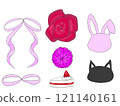 Cute ribbon, cat, rose and rabbit 121140161