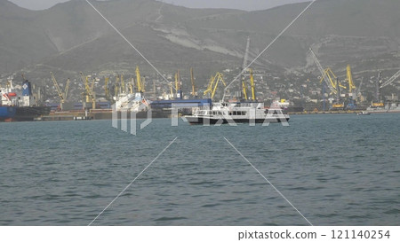 NOVOROSSIYSK, RUSSIA SEPTEMBER 2, 2024:Motor ship Vladimir Shapurko for boat trips at the pier in the city of Novorossiysk NOVOROSSIYSK, RUSSIA SEPTEMBER 2, 2024:Motor ship Vladimir Shapurko for boat trips at the pier in the city of Novorossiysk 121140254