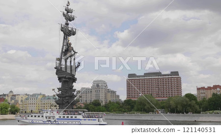 MOSCOW, RUSSIA - MAY 22, 2022: Monument to emperor Peter the Great, Moscow, Russia MOSCOW, RUSSIA - MAY 22, 2022: Monument to emperor Peter the Great, Moscow, Russia 121140531
