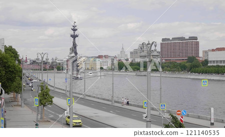 MOSCOW, RUSSIA - MAY 22, 2022: Monument to emperor Peter the Great, Moscow, Russia 121140535