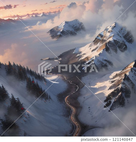 Mountain dyed in the sunrise Mountain dyed in the sunrise 121140847