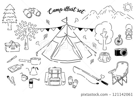 Camping handwritten illustration 121142061
