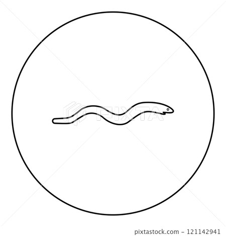 Eel fish snake shape seafood concept icon in circle round black color vector illustration image outline contour line thin style Eel fish snake shape seafood concept icon in circle round black color vector illustration image outline contour line thin style 121142941