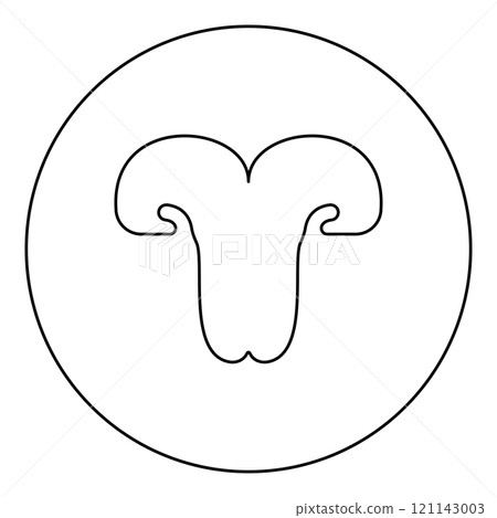Cat's nose cat pet veterinary concept icon in circle round black color vector illustration image outline contour line thin style 121143003