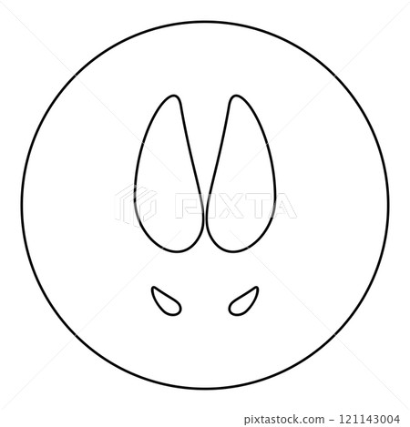 Hoof print wild boar hog icon in circle round black color vector illustration image outline contour line thin style 121143004