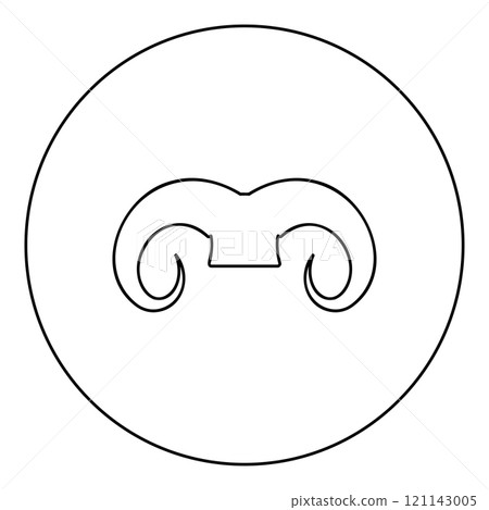 Ram horns farm animal concept icon in circle round black color vector illustration image outline contour line thin style 121143005