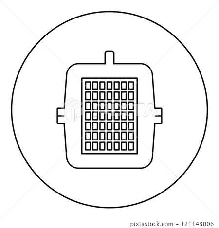 Box for domestic animal pet carrier case crate icon in circle round black color vector illustration image outline contour line thin style 121143006