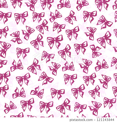 Bow seamless pattern of Coquette bows Vector Illustration Hand drawn silhouette ribbon print background. Bow seamless pattern of Coquette bows Vector Illustration Hand drawn silhouette ribbon print background. 121143844