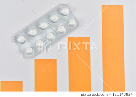 Image of increasing medical expenses with graphs and medicines Image of increasing medical expenses with graphs and medicines 121143924