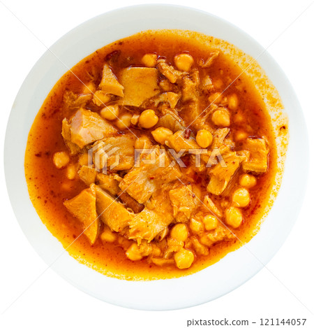 Traditional Spanish dish with chickpeas and meat Traditional Spanish dish with chickpeas and meat 121144057