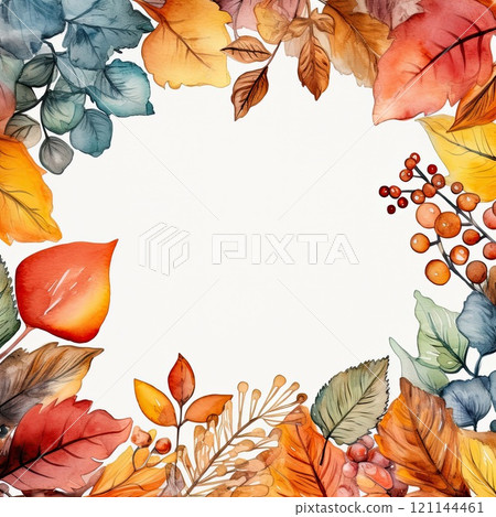 Autumn leaves watercolor frame_1 121144461