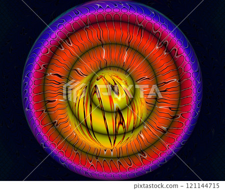 Abstract background image in the form of a ring circle. Multicolored background image with abstract content. Meaningless drawing. 121144715