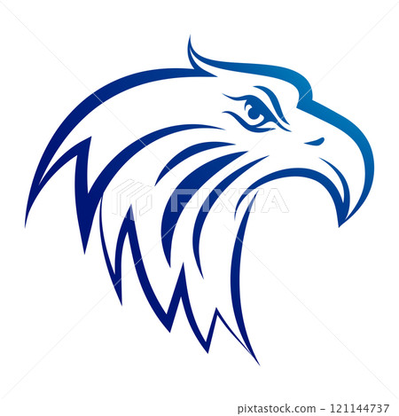 Line portrair of an eagle over white 121144737