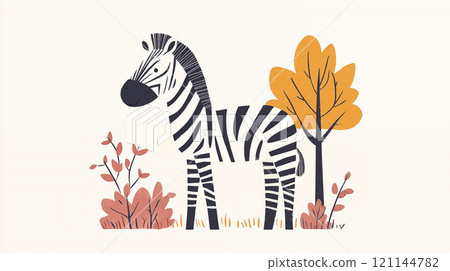 卡通斑马插画 121144782