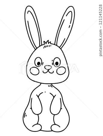 cute easter bunny, simple doodle style illustration cute easter bunny, simple doodle style illustration 121145228