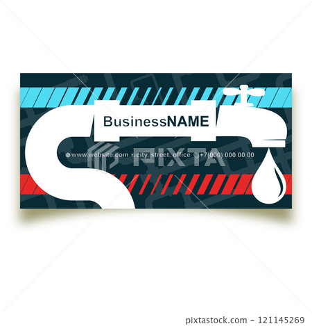 Water faucet with water drop, business card concept 121145269