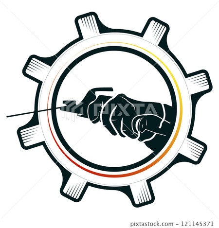 Welding machine in hand and gear wheel Welding machine in hand and gear wheel 121145371