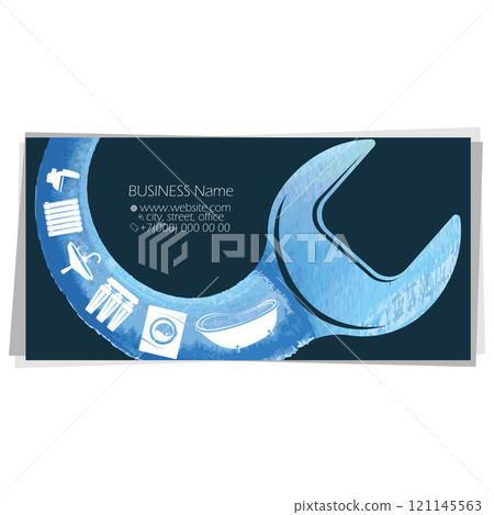 Wrench and home plumbing business card Wrench and home plumbing business card 121145563