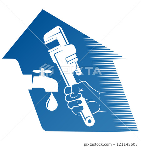 Wrench in hand plumber repair and service Wrench in hand plumber repair and service 121145605