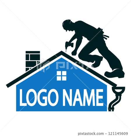 Roof and drainpipe repair symbol for business Roof and drainpipe repair symbol for business 121145609