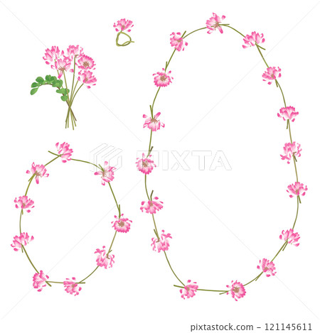 連接黃耆製成的項鍊、戒指、迷你花束插畫套裝 121145611