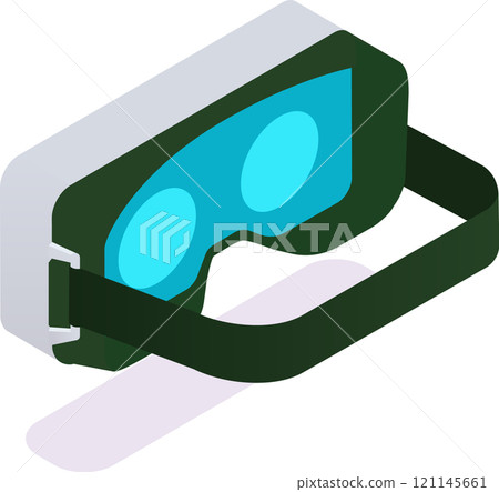 Modern vr goggles featuring vibrant lenses and an adjustable head strap, providing access to immersive digital environments and enhancing experiences in virtual worlds 121145661