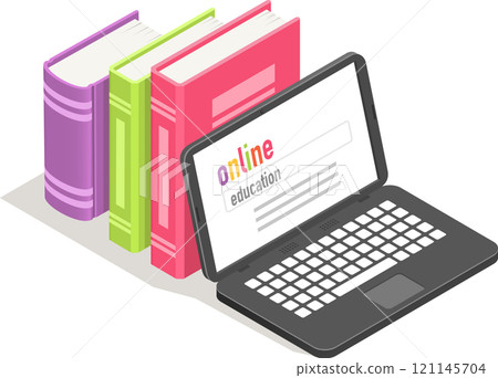 Laptop showcasing an online education platform, surrounded by vibrant books, representing the essence of online learning and the wealth of digital knowledge resources available Laptop showcasing an online education platform, surrounded by vibrant books, representing the essence of online learning and the wealth of digital knowledge resources available 121145704