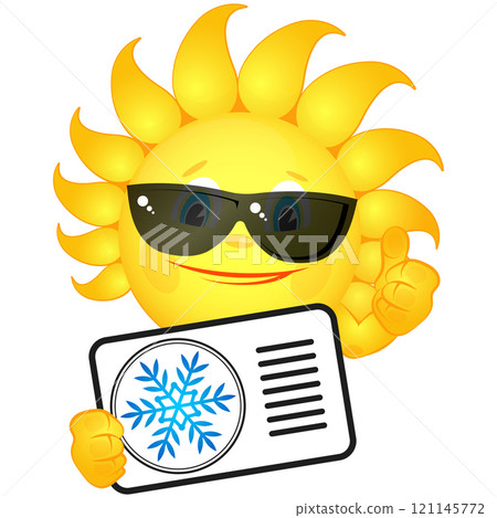 Sun in sunglasses with air conditioner in hands Sun in sunglasses with air conditioner in hands 121145772