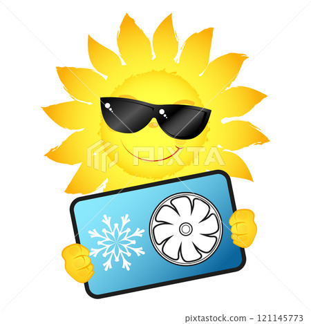 Sun with air conditioner in hand 121145773