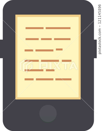 Mobile device featuring a vibrant yellow screen displaying text, representing activities like reading, browsing, and accessing information on a smartphone 121145896