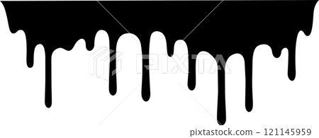 Black paint dripping down a white background creates a striking contrast, forming an abstract and artistic visual that captures attention with its fluid texture and bold design 121145959