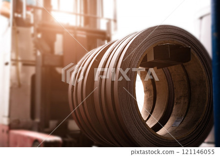 roll of metal for roofing industry factory metal production, metal roofing production, production of roof elements 121146055