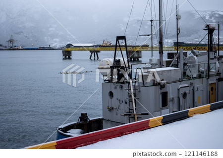 Pier in the harbor in Narvik, Norway Pier in the harbor in Narvik, Norway 121146188