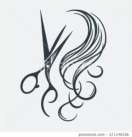 Vintage-Style Illustration of Crossed Scissors Icon for Barbershop or Sewing Theme with Generative AI. 121146286