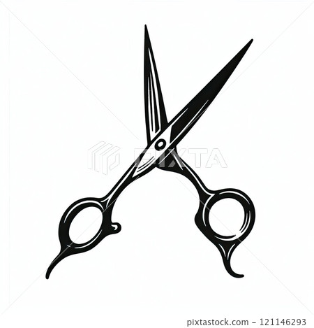 Vintage-Style Illustration of Crossed Scissors Icon for Barbershop or Sewing Theme with Generative AI. 121146293