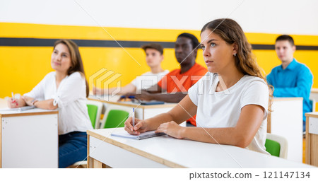 Girl studying in taxi driving school Girl studying in taxi driving school 121147134