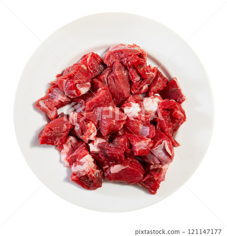 Veal cut into pieces for frying Veal cut into pieces for frying 121147177