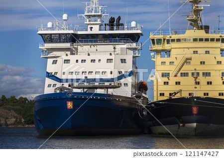 Icebreakers fleet moored off the northern side of Katajanokka island on July 6, 2024 in Helsinki, Finland. Icebreakers fleet moored off the northern side of Katajanokka island on July 6, 2024 in Helsinki, Finland. 121147427
