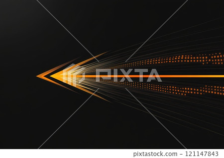 Dynamic Abstract Design with Lines and Dots in Orange Against a Jet Black Background 121147843