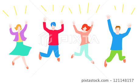 Illustration of multinational children jumping 121148157